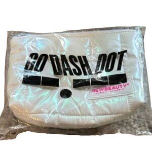 Go Dash Dot x New Beauty Puffy Cosmetics Bag Travel Makeup Toiletries White